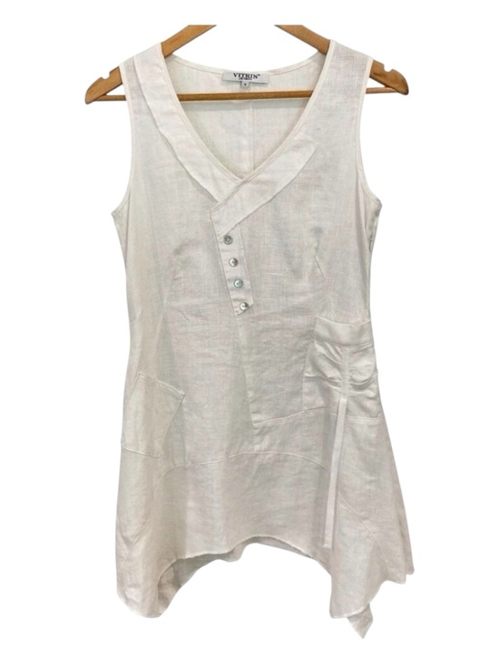Vitrin Design Dresses & Skirts - Linen tunic/dress/top ecru natural white Vitrin design asymmetric sleeveless sma